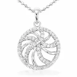 Ovalt zirkon hängen i silver