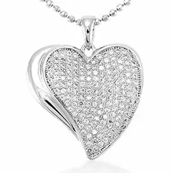 Stort hjärta hängen i silver