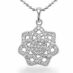 Blommor zirkon hängen i silver