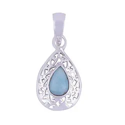 blå hängen i silver