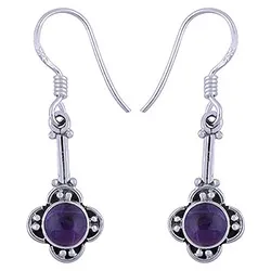 blommor ametist örhängen i oxiderat sterlingsilver