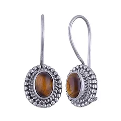 Ovala bruna örhängen i oxiderat sterlingsilver