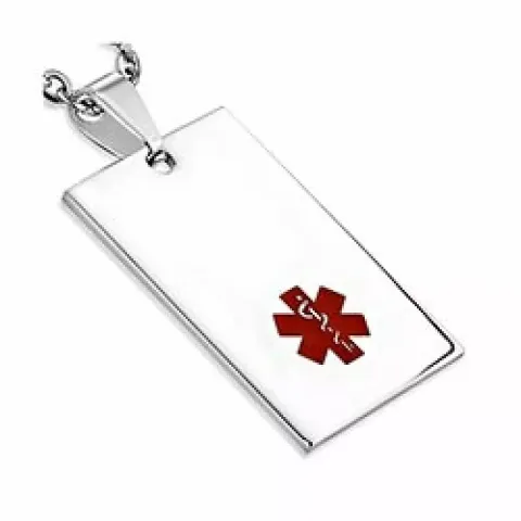 Fyrkantigt medic alert hängen i stål