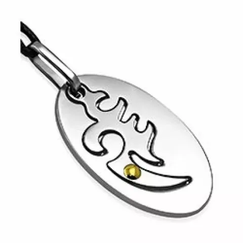 Ovalt halskedja med berlocker i nylon med hängen i stål