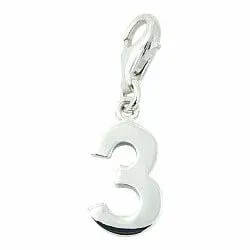 Billiga charm i silver siffran 3