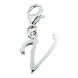 charm i silver bokstaven V