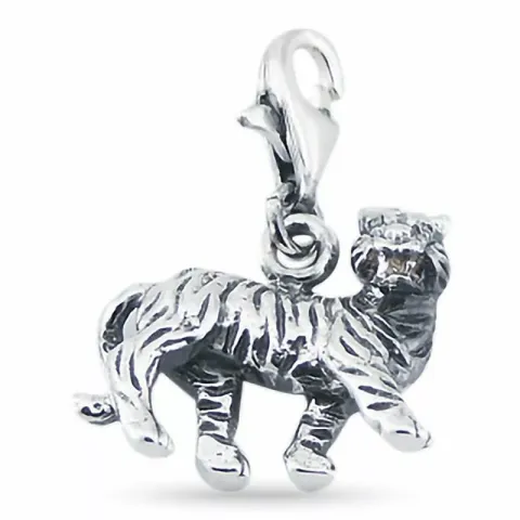 Elegant tiger charm i silver