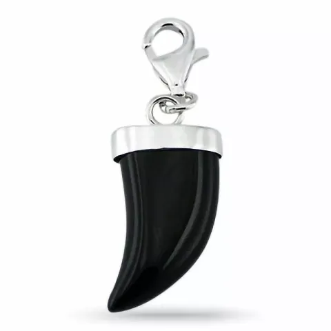 Svart tand charm i silver