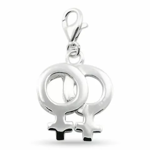 Dubbel kvinnotecken charm i silver