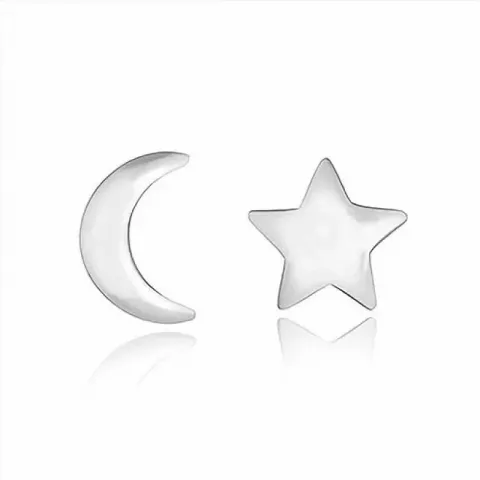 Måne och stjärna örhängestift i silver