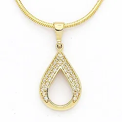 Droppe vit zirkon hängen i 14 karat guld