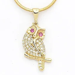 uggla zirkon hängen i 14 karat guld