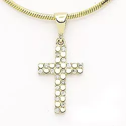 Kors zirkon hängen i 14 karat guld