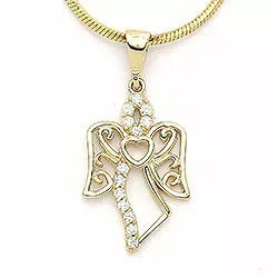 Hjärta ängel hängen i 14 karat guld