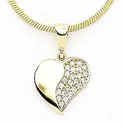 hjärta zirkon hängen i 14 karat guld