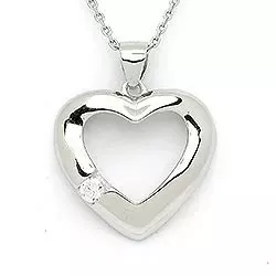 hjärta hängen med halskedja i silver