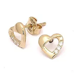 hjärta örhängestift i 14 karat guld med 