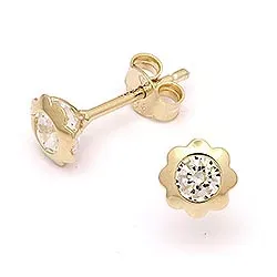 blommor örhängestift i 14 karat guld med