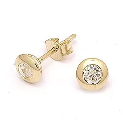 Runda zirkon örhängestift i 14 karat guld med zirkoner