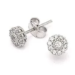 runda örhängestift i 14 karat vitguld med 