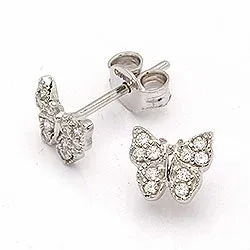 fjärilar örhängestift i 14 karat vitguld med 