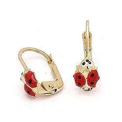 nyckelpiga örhängen i 14 karat guld med 