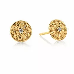 Kranz och Ziegler blomma örhängen i förgyllt silver vit zirkon