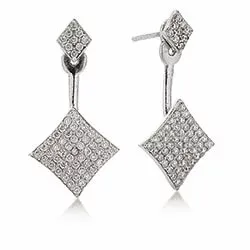 Stora Story fyrkantigt örhängen i silver vit zirkon