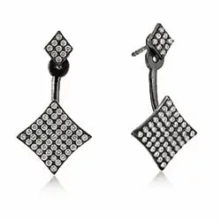 Story fyrkantigt örhängen i svart rhodinerat silver vit zirkon