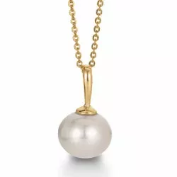 Elegant Aagaard pärla hängen i 8 karat guld med forgylld silverhalskedja