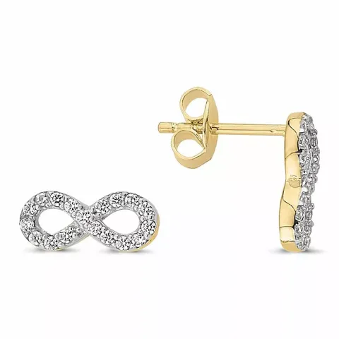 infinity örhängestift i 8 karat guld med zirkon
