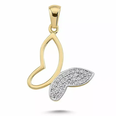 Stort fjärilar hängen i 8 karat guld