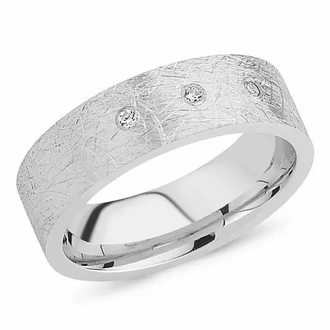 Sandblåst zirkon ring i rhodinerat silver