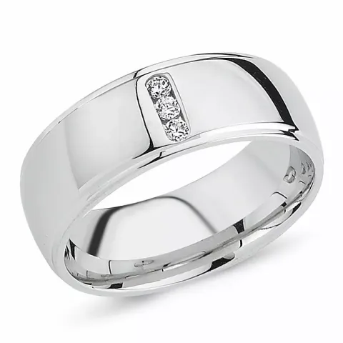 bred zirkon ring i rhodinerat silver