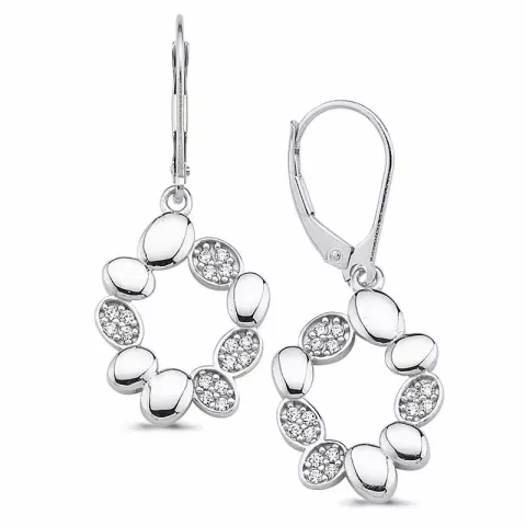 stora runda rund zirkon örhängen i silver