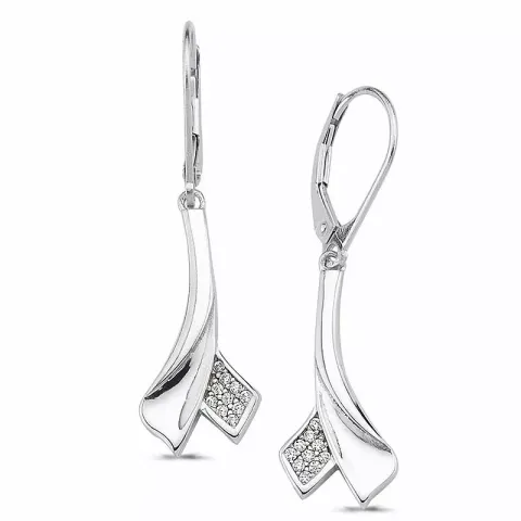 långa abstrakt zirkon örhängen i silver