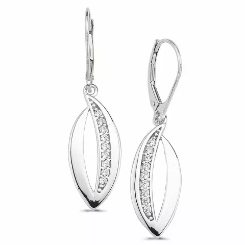 långa blad zirkon örhängen i silver