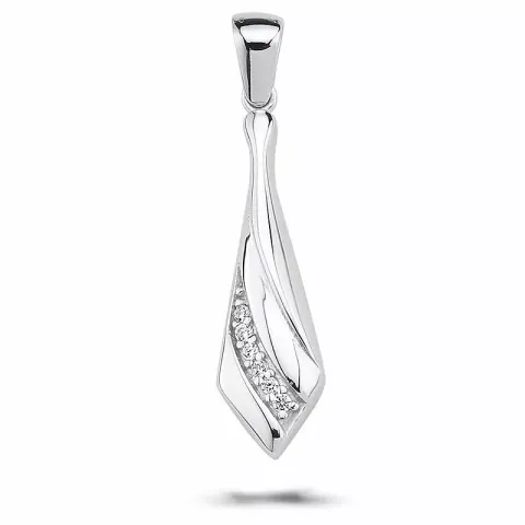 Långt zirkon hängen i silver