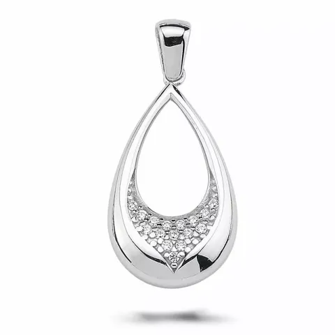 stort droppe zirkon hängen i silver