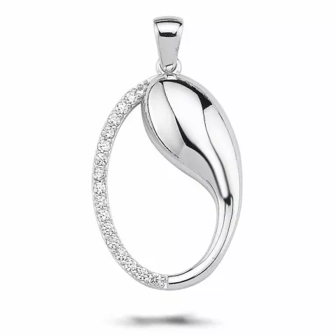 Ovalt zirkon hängen i silver