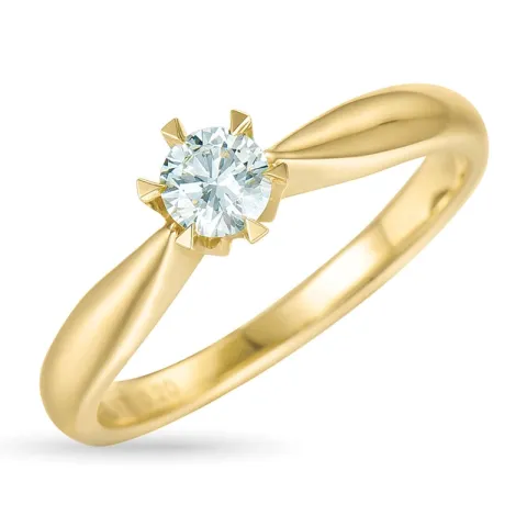 zirkon solitärring i 9 karat guld