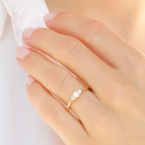 zirkon guldring i 9 karat guld