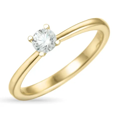4,2 mm zirkon guldring i 9 karat guld