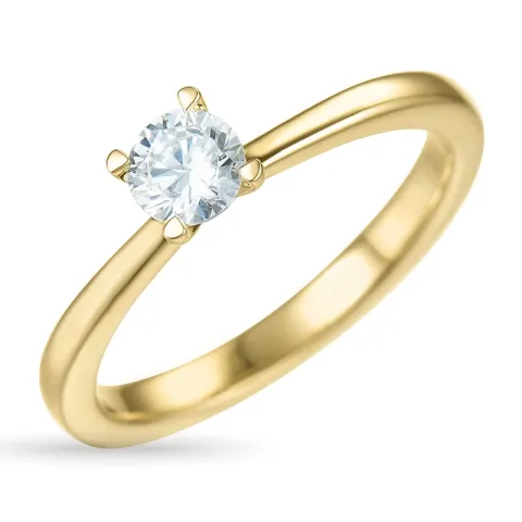 4,7 mm zirkon guldring i 9 karat guld