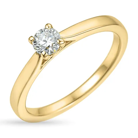 4,0 mm zirkon guldring i 9 karat guld