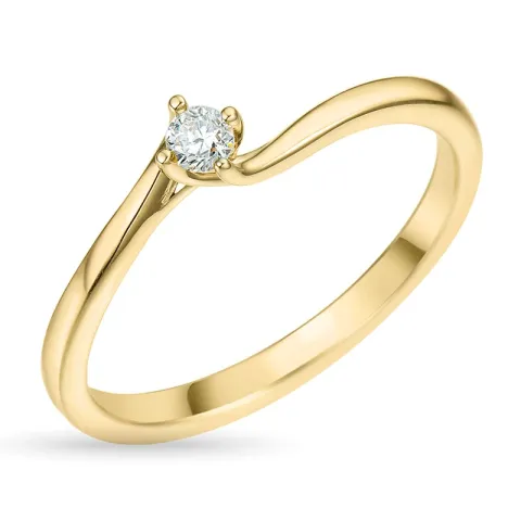 3,3 mm zirkon guldring i 9 karat guld