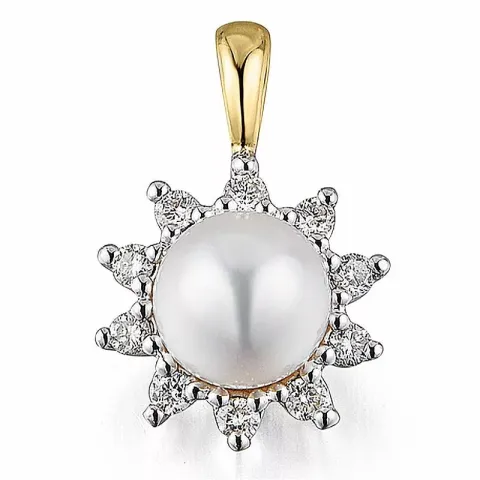 blommor diamantberlocker i 14 carat guld- och vitguld 0,13 ct