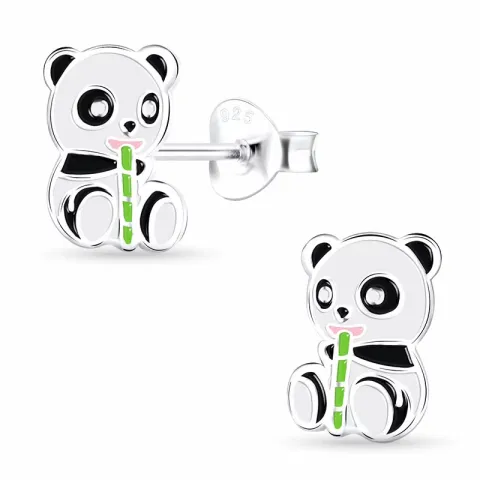 panda örhängestift i silver