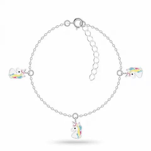 enhörning multifärgat barnarmband i silver med hängen i silver
