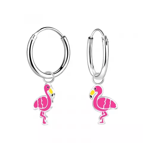 långa flamingo barnörhängen i silver